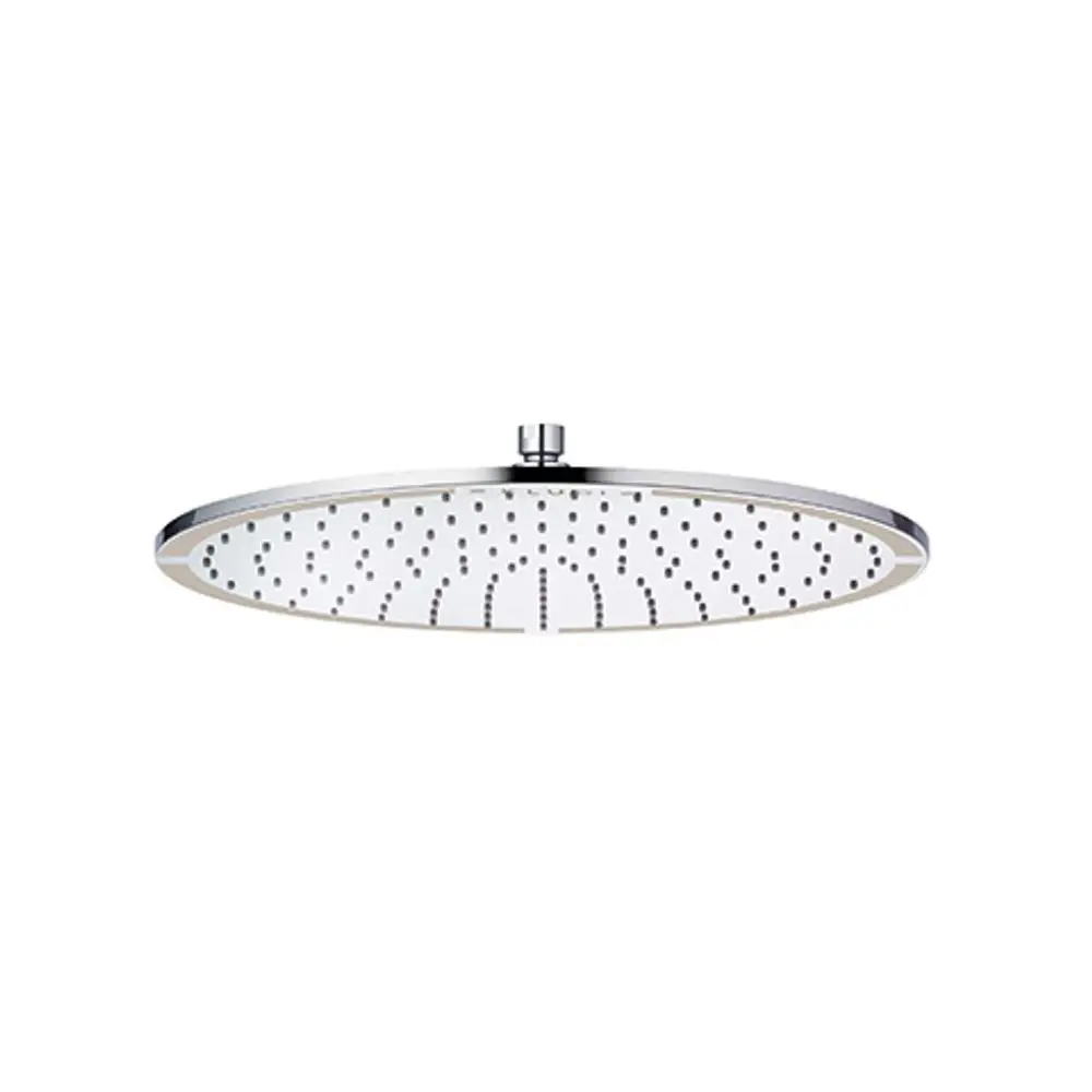 Kreisförmige Duschkopfbrause aus Chrom mit gleichmäßiger Anordnung von Wasserlöchern, montiert an einem zentralen Element. Kludi-Design, geeignet für die Wandinstallation.